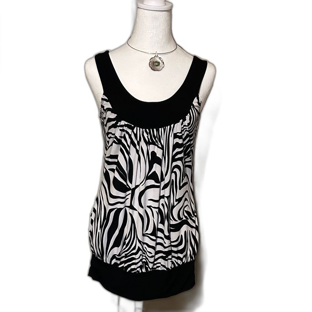 Candy Rain Zebra Print Tank Top Womens Medium Black White Animal Sleeveless
